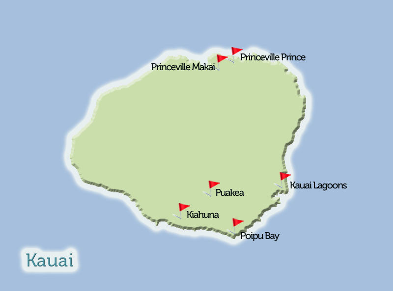 Kauai Golf Courses Map View